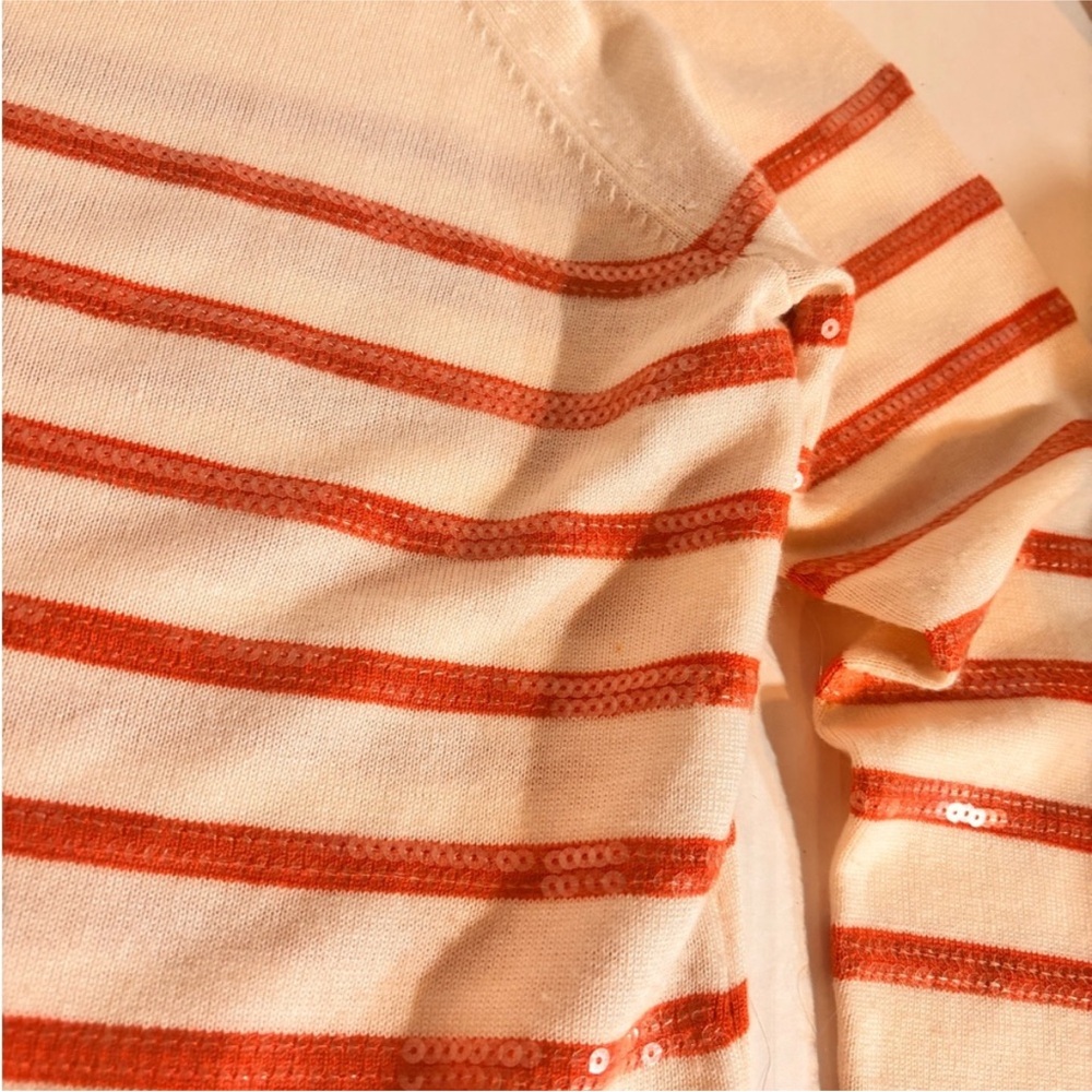 Viscose Blend Ann Taylor
Striped Sweater with Orange sequence Petite Medium - Picture 6 of 12